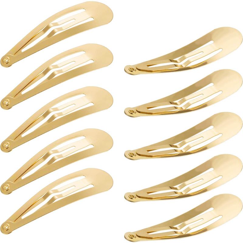 12 pcs Metal barrettes / hair clips - Gold - 