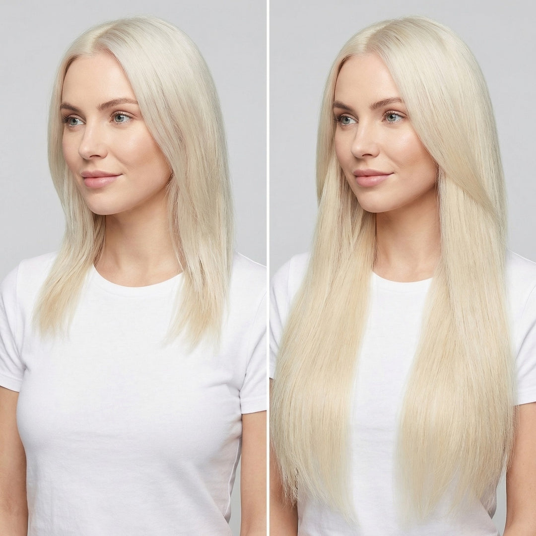 Clip-in Extensions Echt Haar - 65 cm - #60 Platinablond