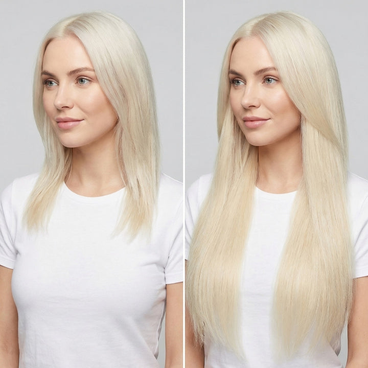 Clip-in Extensions Echt Haar - 65 cm - #60 Platinablond