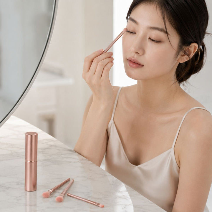 UNIQ Technique PRO Rose Lens - 5-delige Oogschaduw Kwasten Set met Koker