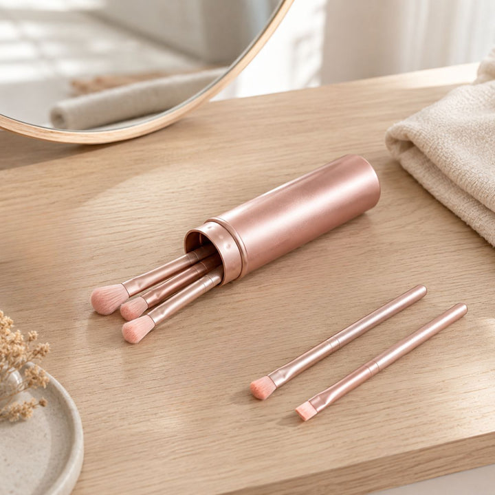 UNIQ Technique PRO Rose Lens - 5-delige Oogschaduw Kwasten Set met Koker