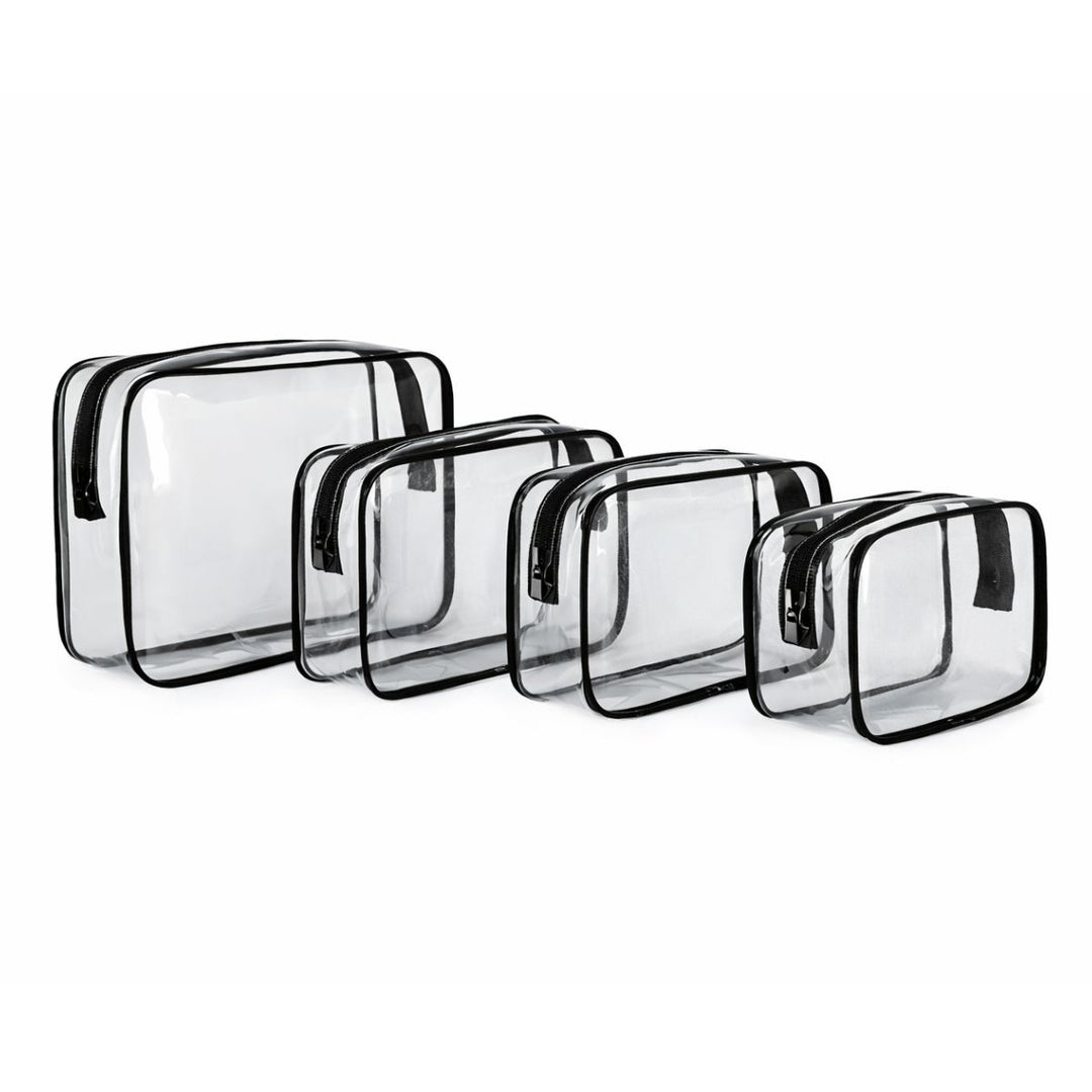 UNIQ Multivarious Transparante Cosmetictasjes - Set van 4 - Zwart