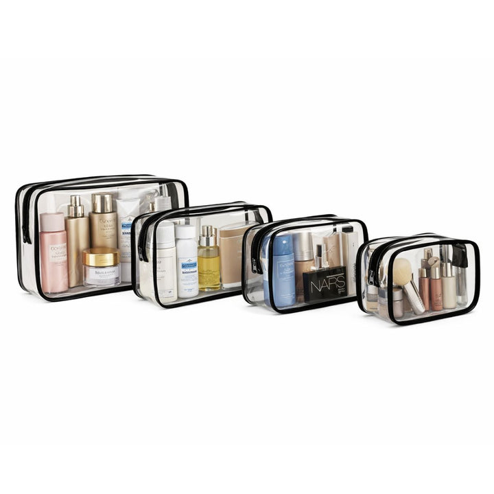 UNIQ Multivarious Transparante Cosmetictasjes - Set van 4 - Zwart