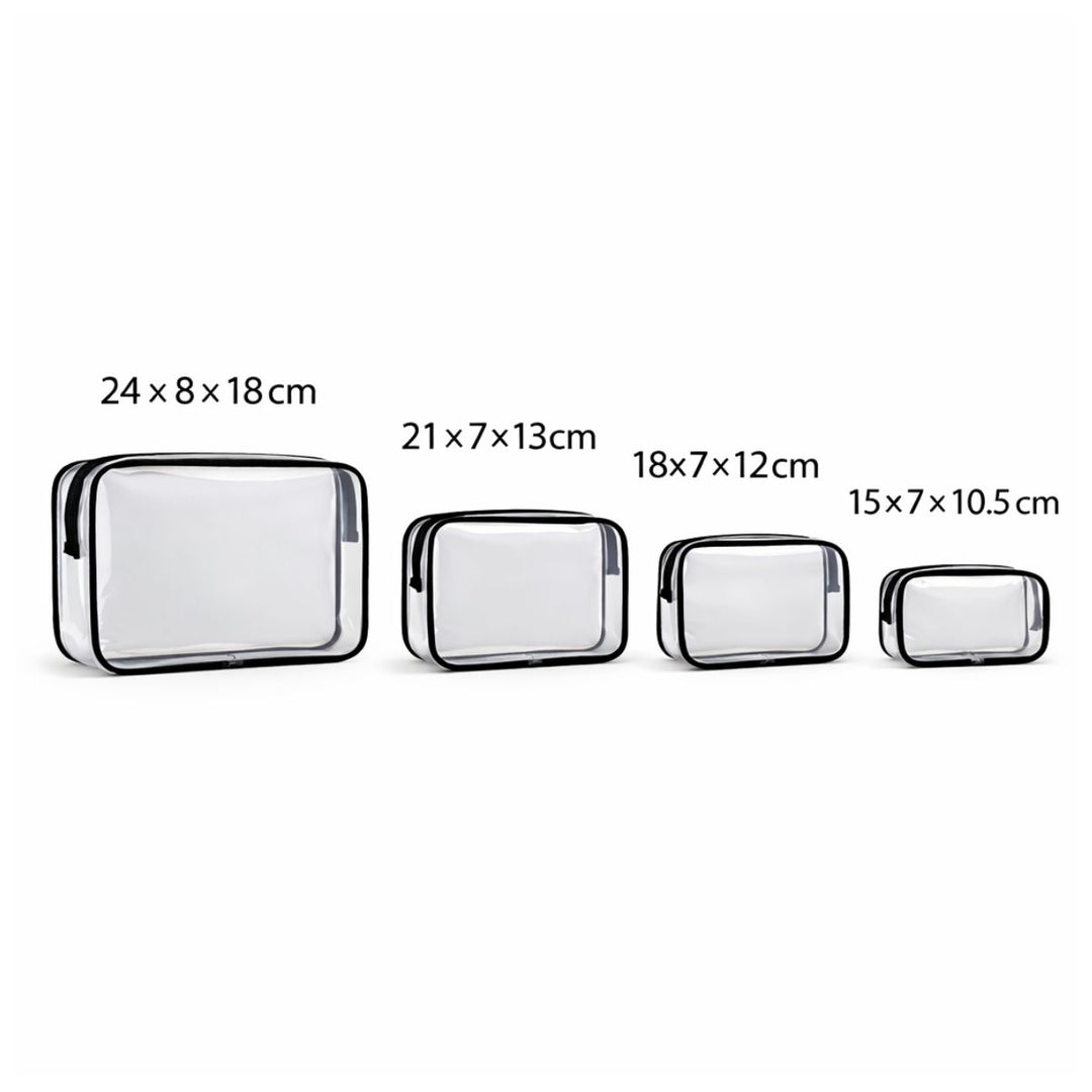 UNIQ Multivarious Transparante Cosmetictasjes - Set van 4 - Zwart