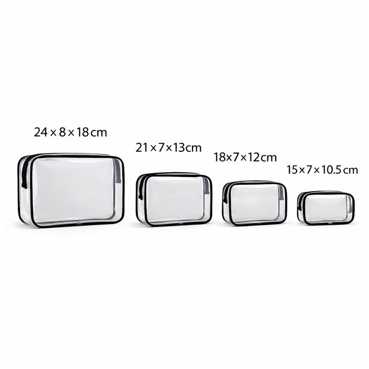UNIQ Multivarious Transparante Cosmetictasjes - Set van 4 - Zwart