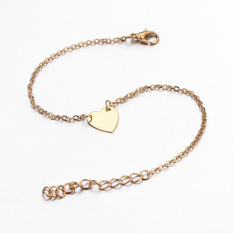 Ankle chain with heart, gold - | Fashiongirl