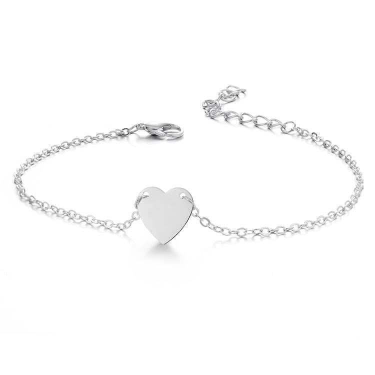 Ankle chain with heart, silver - | Fashiongirl