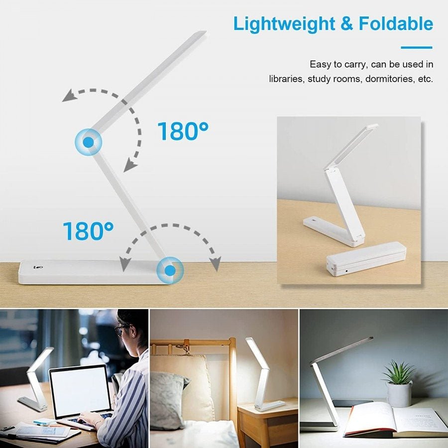 LED-lamp op batterijen - Opvouwbare bureaulamp - Wit - | Fashiongirl