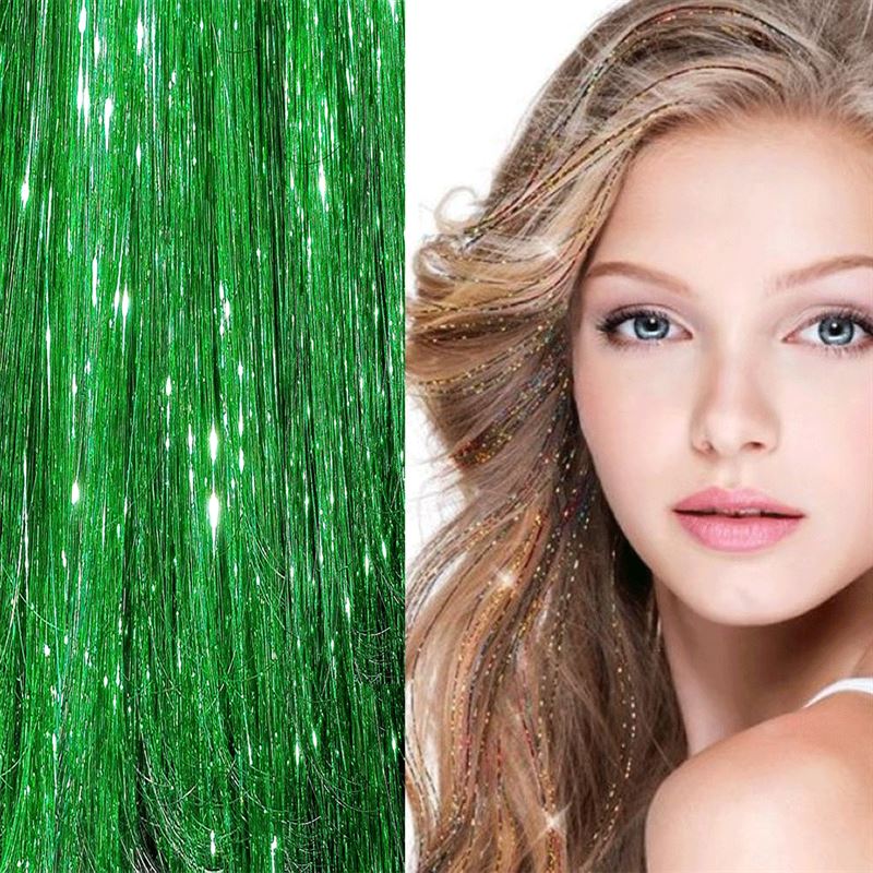 Bling Extensions - 100 glitterhaarstrengen 80 cm, groen - | Fashiongirl