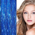 Bling glitter Extensions 100 glitter haarlokken 80 cm - donkerblauw - | Fashiongirl