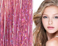 Bling Glitter Extensions 100 stuks glitter haarextensions 80 cm - Roze - | Fashiongirl