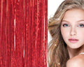 Bling Glitter Extensions 100 stuks glitter haarextensies 80 cm - Rood - | Fashiongirl