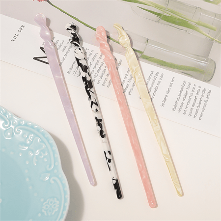 Chris Rubin Jade Hair Stick - Pink Marble - | Fashiongirl