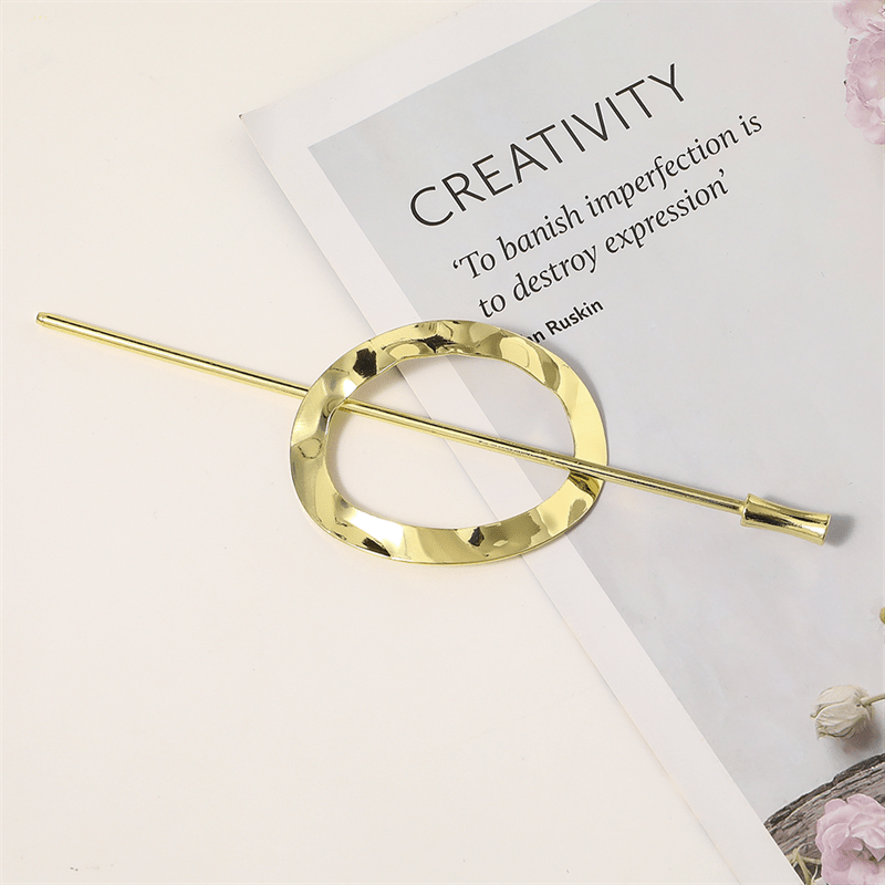 Chris Rubin Nova Oval Sliding Hair Claw - Gold - Hair Accessories | Fashiongirl