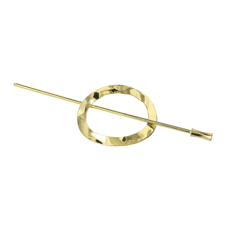 Chris Rubin Nova Oval Sliding Hair Claw - Gold - Hair Accessories | Fashiongirl