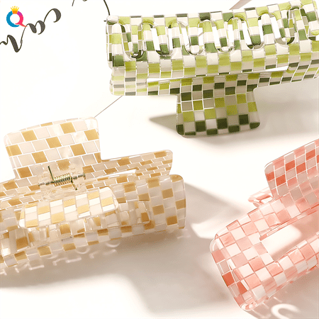 Chris Rubin Ruby Hair Claw - Milky Check - Hair Accessories | Fashiongirl