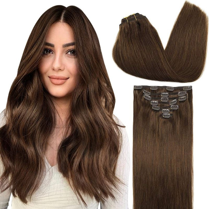 Clip In Extensions - 40 cm #4 Chocolate Brown - | Fashiongirl