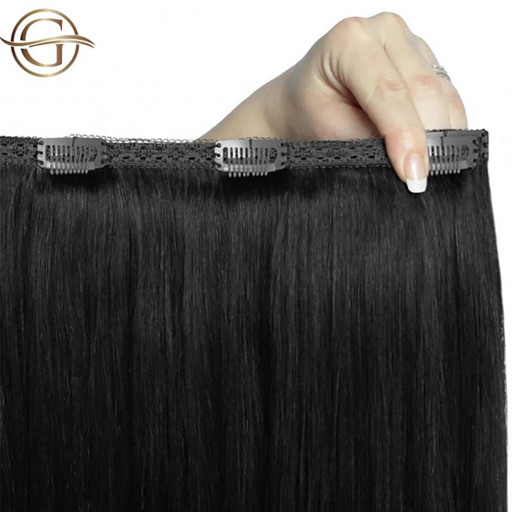 Clip on hair extensions #1 Black - 7 sets - 50 cm | Gold24 - | Fashiongirl