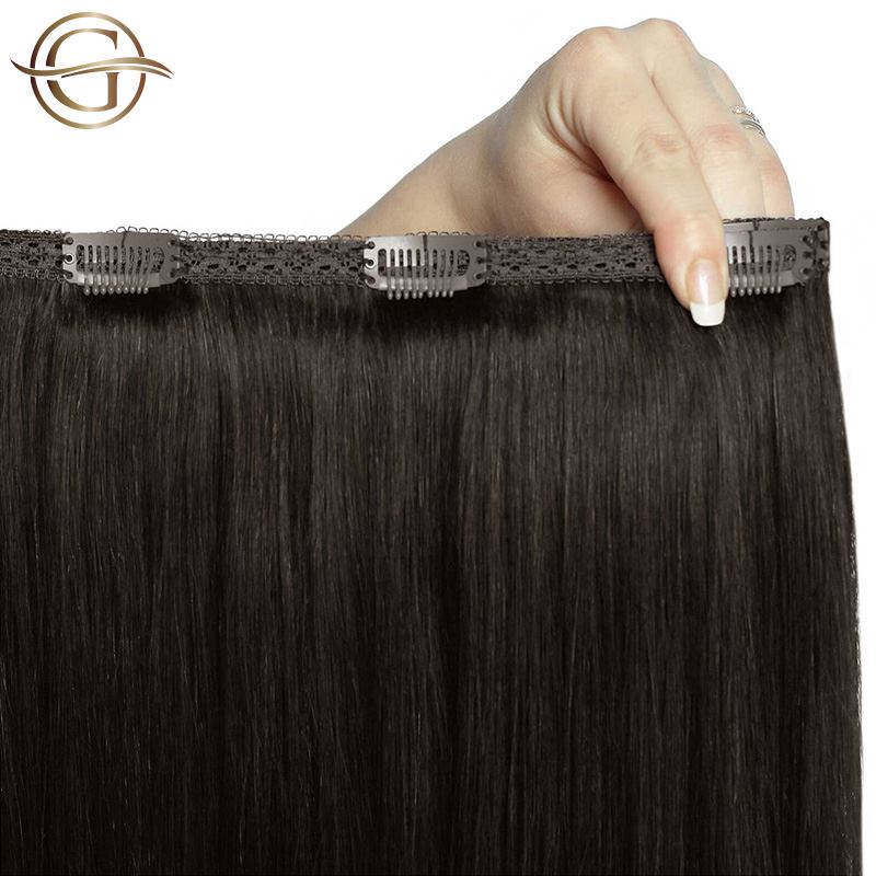 Clip on hair extensions #2 Dark brown - 7 sets - 60 cm | Gold24 - | Fashiongirl