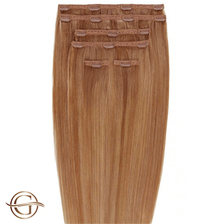 Clip on hair extensions #30 Chestnut - 7 sets - 60 cm | Gold24 - | Fashiongirl