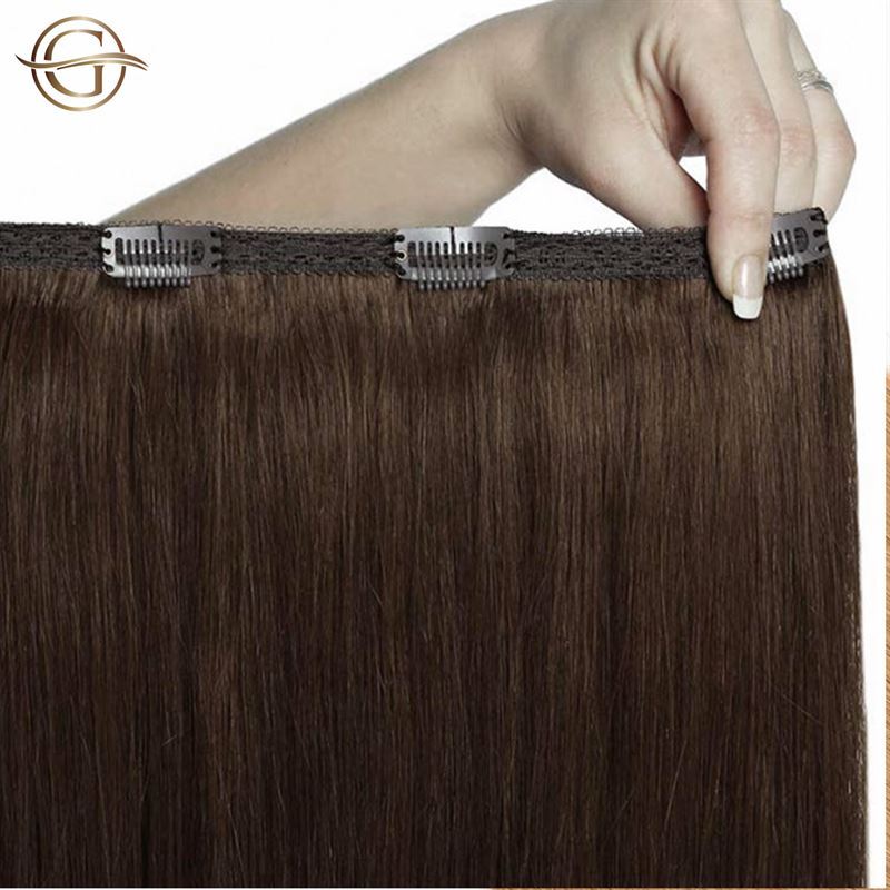 Clip on hair extensions #33B Dark Reddish Brown - 7 sets - 60 cm | Gold24 - | Fashiongirl