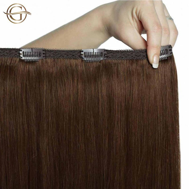 Clip on hair extensions #4 Brown - 7 sets - 50 cm | Gold24 - | Fashiongirl