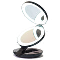 Compacte dubbele reisspiegel met LED (10x vergroting) - Zwart - | Fashiongirl