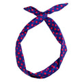 Flexibele haarband met staaldraad - Blauw met roze stippen - Haaraccessoires | Fashiongirl