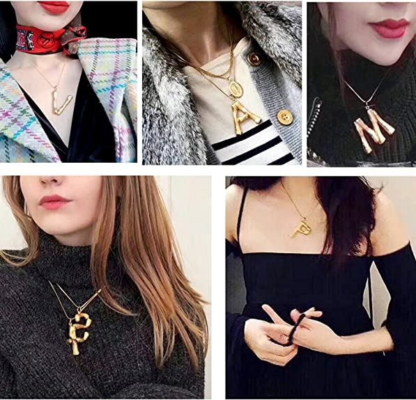 Gold Bamboo Alphabet / Letter Necklace - S - | Fashiongirl