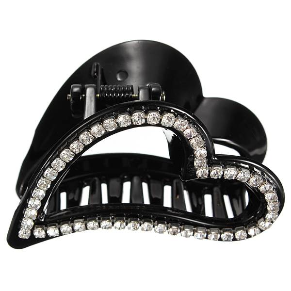 Hair clip - Peach Black w/ Rhinestones - | Fashiongirl