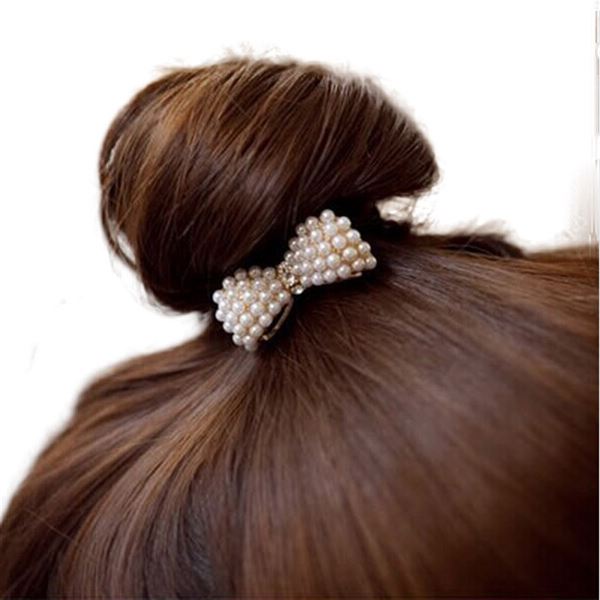 Hair elastic Bow with pearls - Hair Accessories | Fashiongirl