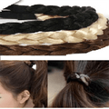 Haarelastiek met gevlochten synthetisch haar in meerdere kleuren - | Fashiongirl