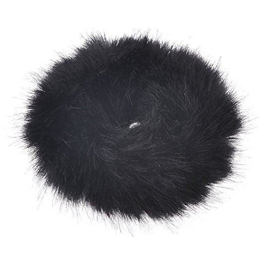 Hair elastic with fur - Faux Scrunchie, black - Hair Accessories