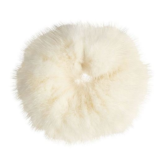 Hair elastic with fur - Faux Scrunchie, white - Hair Accessories