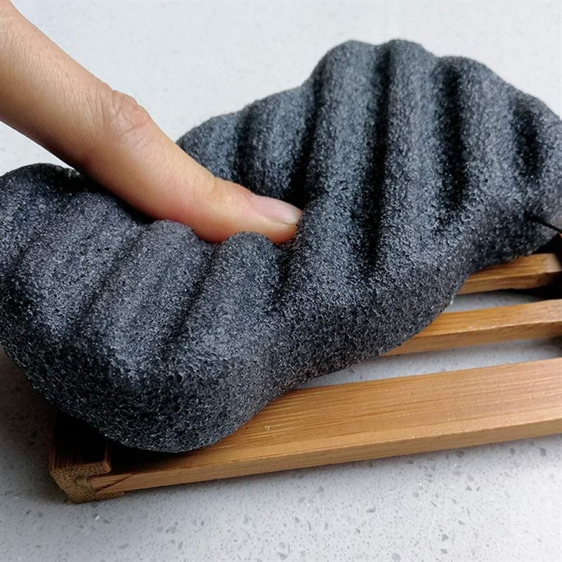 Konjac Dry Sponge Wave Bamboo Charcoal (voor het lichaam) - 1 stuk - | Fashiongirl