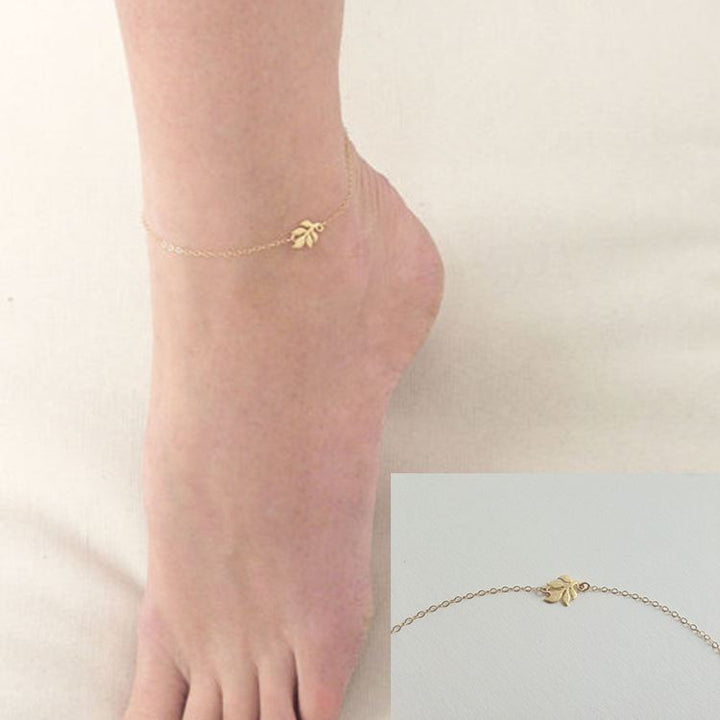 Leaf ankle chain - | Fashiongirl