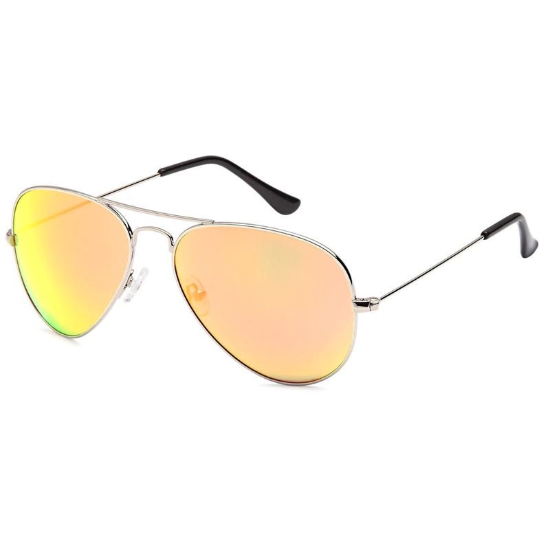 Lux Aviator Pilot Sunglasses - Yellow Mirror Lens with Silver Frame - | Fashiongirl