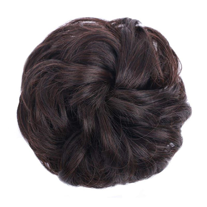 Messy Bun Hair Elastic with Curly Artificial Hair - #2/33 Dark Brown &amp; Dark Reddish Brown Mix - Hair Accessories |