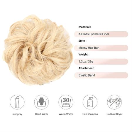 Messy Bun Hair elastic with curly artificial hair - 24T613 Light Bleach Blond - Hair Accessories | Fashiongirl