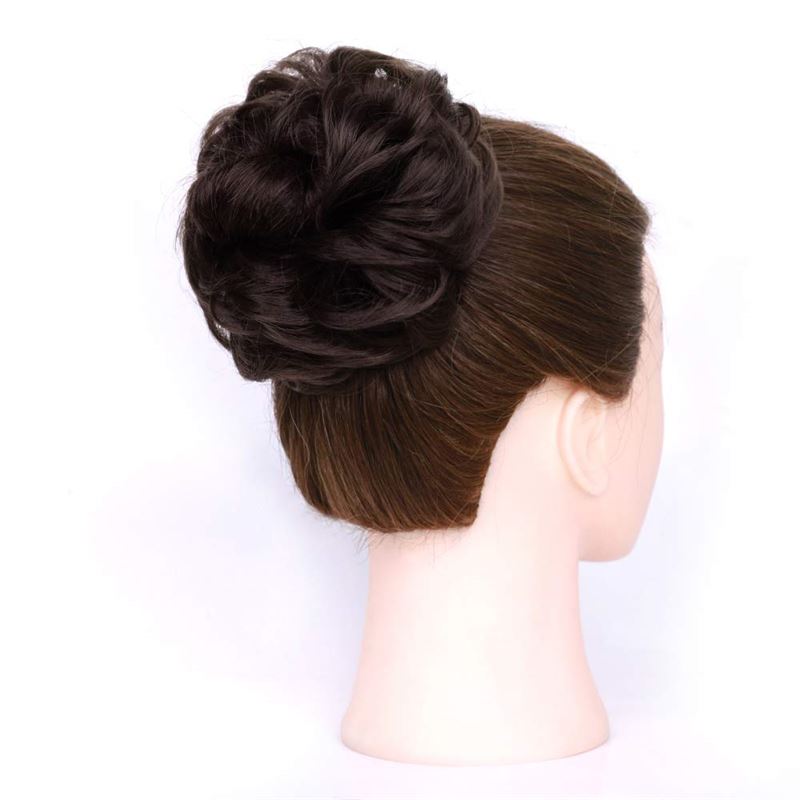 Messy Bun Hair elastic with curly artificial hair - #6 Brown - Hair Accessories | Fashiongirl