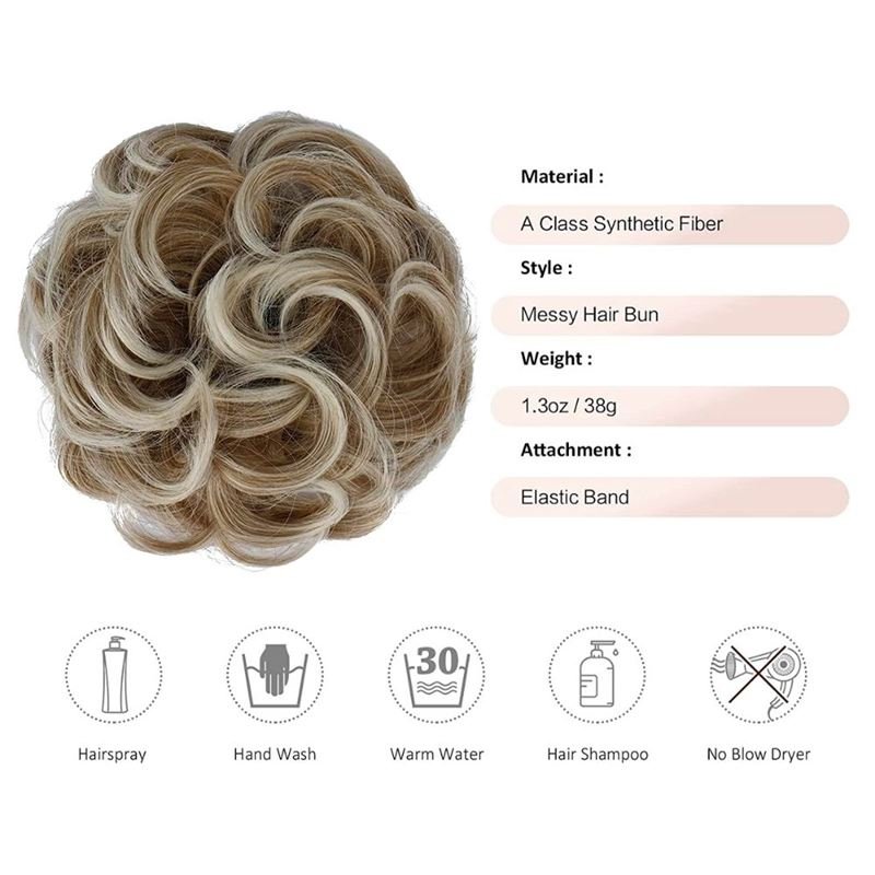 Messy Bun Hair elastic with curly artificial hair - 6AT88 Strawberry Blonde &amp; Platinum Blonde - Hair Accessories | Fashiongirl