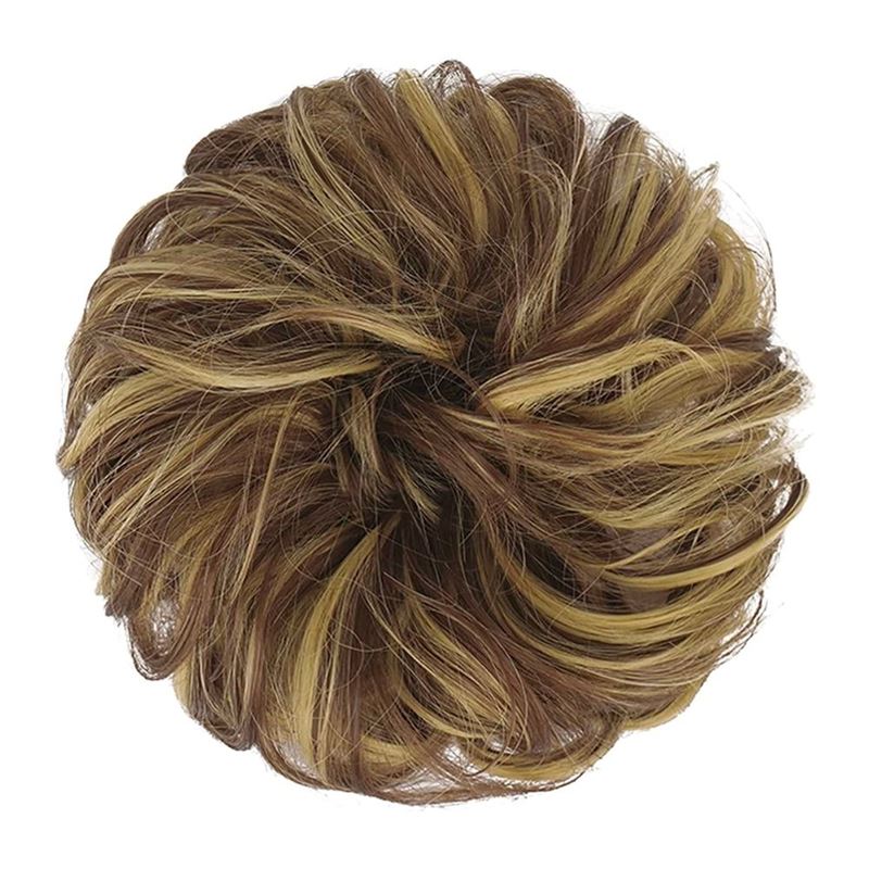 Messy Bun Hair Elastic with Curly Artificial Hair - 9H19 Blonde &amp; Medium Brown - Hair Accessories | Fashiongirl