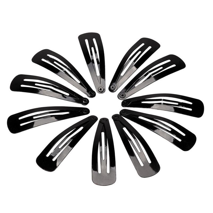 Metal Hair Clips - Black, 12 pcs - 