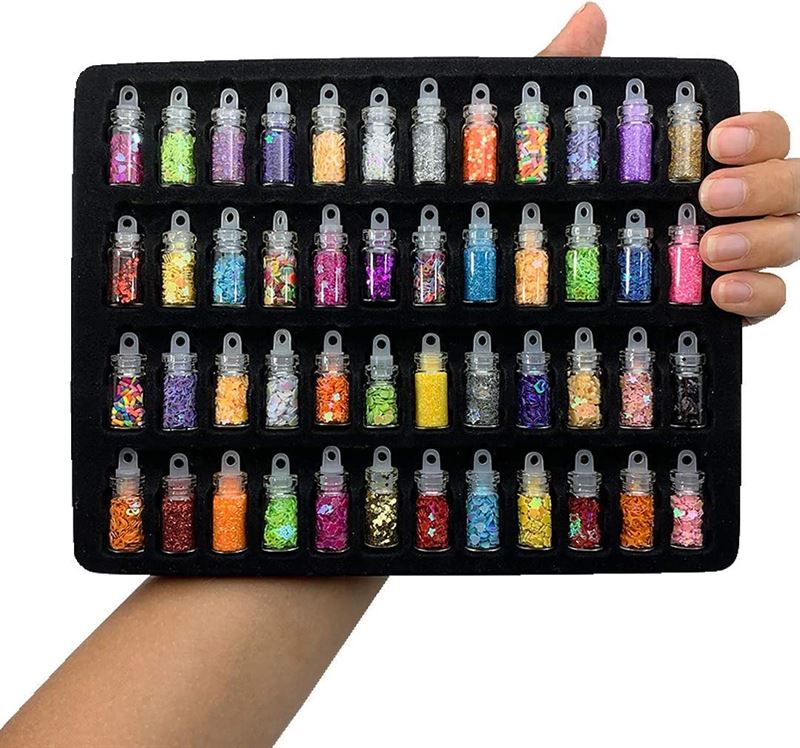 Nail Decoration / Nail Decoration Kit for manicure with pearls, sequins, glitter &amp; diamonds - 48 bottles - | Fashiongirl
