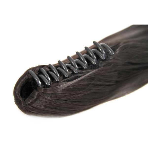 Ponytail Ponytail with hair clip, straight - brown #4 - | Fashiongirl