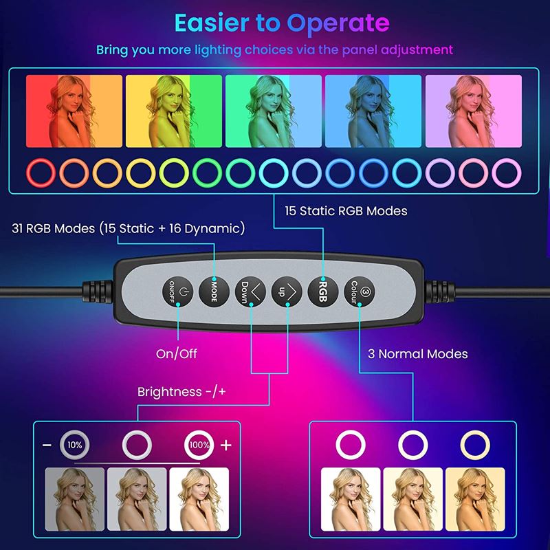 Ring Light met RGB-verlichting + draadloze afstandsbediening - | Fashiongirl