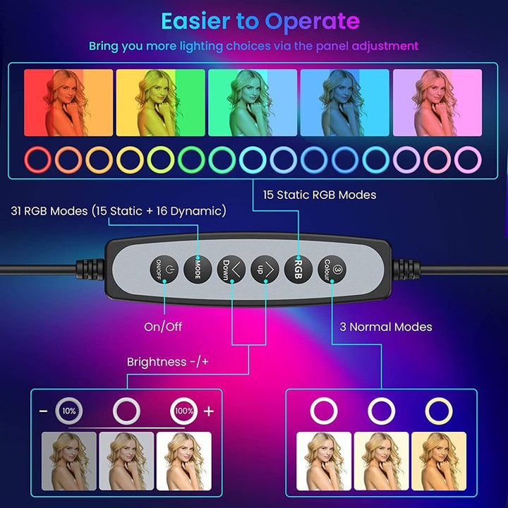 Ring Light met RGB-verlichting + draadloze afstandsbediening - | Fashiongirl