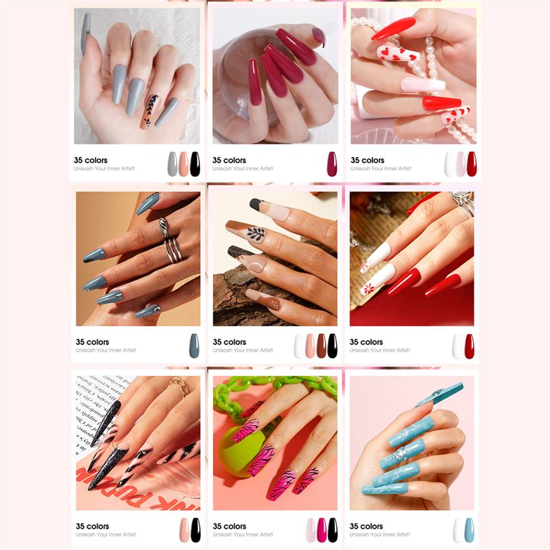 ROSALIND 38 - Piece Gel Nail Polish Set with 35 Colours + Base Coat &amp; Top Coats (38 x 5 ml) - | Fashiongirl