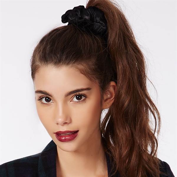 Scrunchie - Velour &amp; elastic - Light brown - Hair Accessories