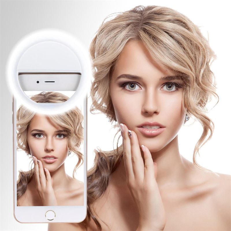Selfie LED-lichtring voor smartphones - oplaadbaar - | Fashiongirl